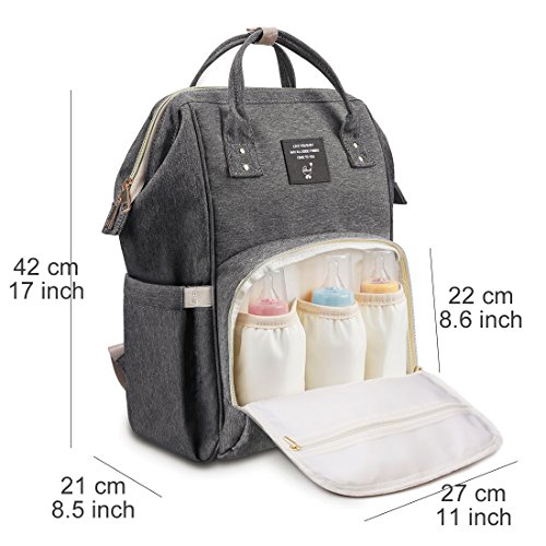 Diaper Bag Backpack with Stroller Straps, Airlab Bag for Baby Large Nappy Bag with Wipes Dispensers for Mom Dad Unisex, Organizer for Baby Clothes, Changing Pad, Bottles and Diaper, Gray - Thumbnail 5