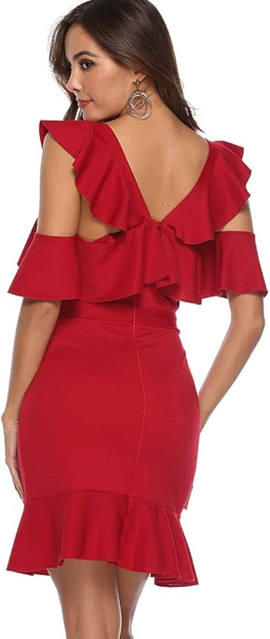 red ruffle bodycon dress