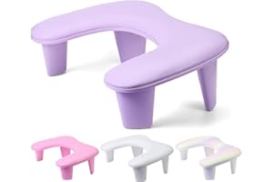 INENK Professional Nail Tech Hand Rest - U-Shaped Manicure Arm Cushion, Large Microfiber PU Leather Pillow for Acrylic Nail Technicians (Purple)