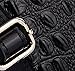 QZUnique Women's Cowhide Genuine Leather Crocodile Veined Cross Body Shoulder Handle Amphibious Shell Bag Black