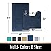 MAYSHINE Bath Mat Pedestal Set and 2 Piece Toilet Bathroom Rug Non Slip Machine Washable Soft Microfiber - Dark Blue 20x31 20x20U Inches