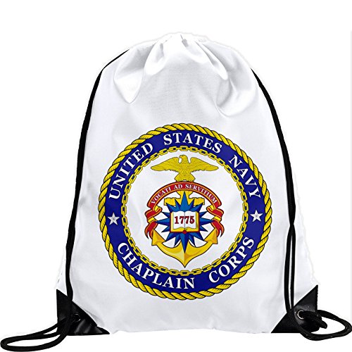 Large Drawstring Bag with US Navy Chaplain Corps, insignia (embem) - Long lasting vibrant image