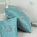 CaliTime Pack of 2 Cushion Covers Throw Pillow Cases Shells for Sofa Couch Home Decoration 18 X 18 Inches Modern Random Circles Rings Geometric Chain Embroidered Teal