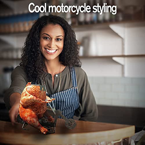 HONEVER Beer Can Chicken Holder for Grill Motorcycle, Stainless Steel