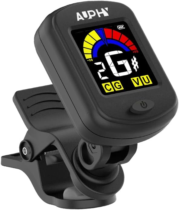 AUPHY Rechargeable Clip-On Tuner Guitar Ukulele Violin 440Hz LED Display