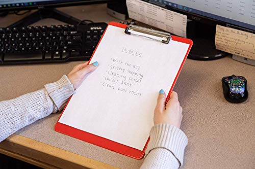 Plastic Clipboards (Set of 6) Multi Pack Clipboard (Red) Strong 12.5 x 9 Inch | Holds 100 Sheets! Acrylic Clipboards with Low Profile Clip | Cute Clip Boards Board Clips (Red) - Thumbnail 5