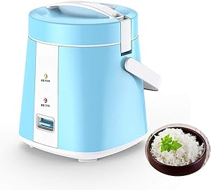 GAYBJ Rice Cooker (200W) Keep-Warm Function Premium-Quality Inner Pot Spatula and Measuring Cup Rice for up to Three People,Blue