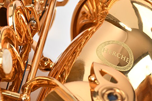 NEW! Herche Superior Alto Saxophone AS-630 Best for Students - Durable forged keys -Plush lined Saxophone BackPack Case - Leather Pads - Cork Grease - Saxophone Neck Strap - #2 Rico Saxophone Reeds