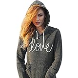 Hot Sale!Women Hoodies,Canserin Women's Autumn Winter Letters Print Pocket Hoodie Sweatshirt Sweaters (L, Dark Gray)