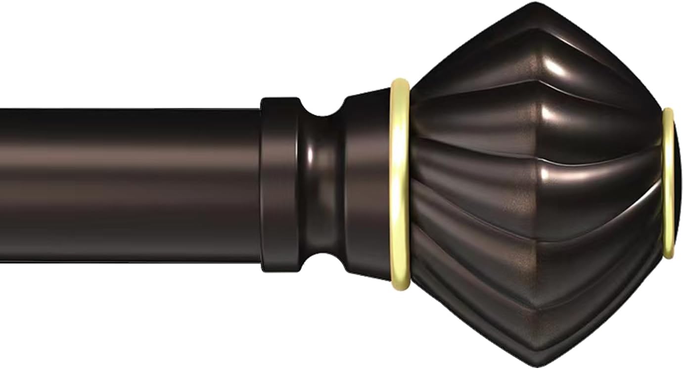 Window Treatment Hardware - Box Space Curtain Rods for Windows 66 to 120 inches, 1 inch Diameter Adjustable Length Curtain Rod for Bedroom Living Room Decorative Curtain Rod Set with Brackets - Bronze