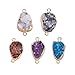 FASHEWELRY 5Pcs Natural Druzy Agate Stone Connectors Irregular Shape Healing Crystal Gemstone Charm Links with Golden Plated Edge for Jewelry Making (Random Mixed Colors)