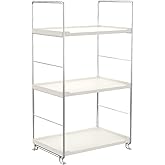 3-Tier Bathroom Countertop Organizer -Makeup Organizer -Corner Storage Shelf- Kitchen Spice Rack Standing Shelf-Great for Vanity, Bathroom, Bedroom, Kitchen (Silver & White)