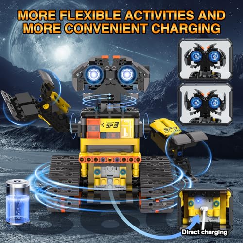 Technic Robot Building Sets, 688PCS 5-IN-1 RC Robot and Car, Remote and App Controlled Building Kit, Rechargeable RC Building Block, Engineering Kits Toys Gifts for Teen Boys Age 8-12 13 14 15+