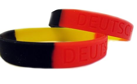 Twist4 Silikon Armband Deutschland - schwarz rot gelb - 2 Stück - als Fanartikel, Fußball, Deko, Party, Länder - Top Qualität