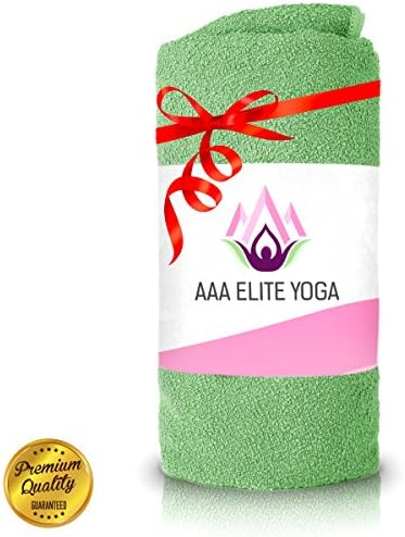 PREMIUM MICROFIBER HOT YOGA mat Towel green 24X72-Machine Wash-Slip Resistant Safety Towel-100% Satisfaction Guarntee for Bikram-Ashtanga-Hot Yoga Etc- Eco Friendly-Bonus eBook-Helps Cure Back Pain