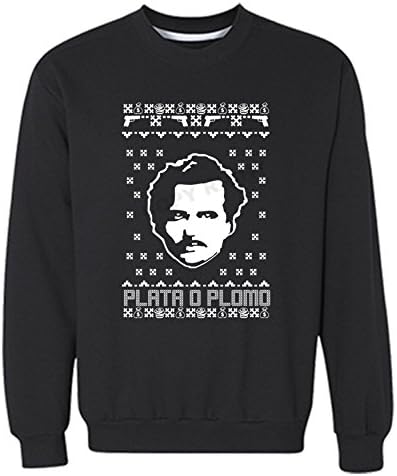 XtraFly Apparel Men's Pablo Escobar Plata O Plomo Narcos Sweatshirt (2X-Large / 2XL, Black)