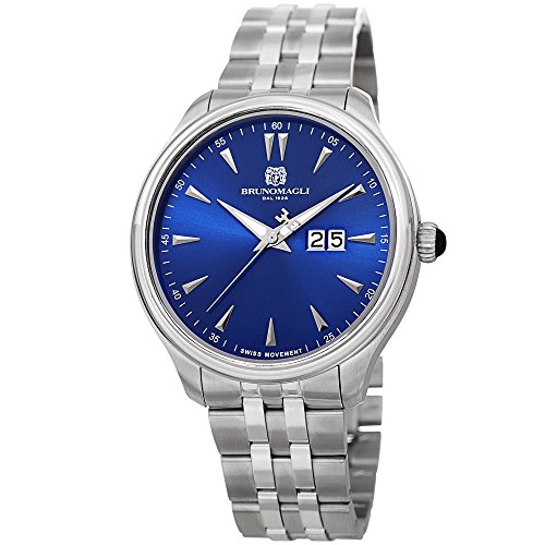 Bruno Magli Men's Luca Swiss Blue Dial Quartz Stainless Steel Bracelet Watch