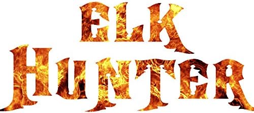 Elk Hunter Hunting - Vinyl Decal Sticker - 17" x 7" - Orange Flames