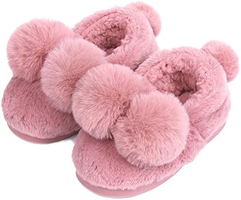 UIESUN Unisex Cute Ball Little Kid Shoes Slippers Boy Girl Winter Soft Bedroom Indoor House Shoes Purple-21