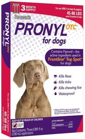3-dose Sergeant's Pronyl Otc Flea Tick for Dogs 45-88 Lbs Over 8 Weeks