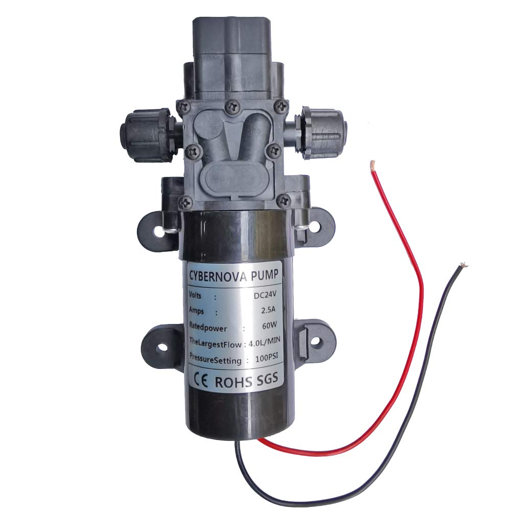 CYBERNOVA DC24V 100PSI 4.0L/m Fresh Water High Pressure Diaphragm Self Priming Pump Built in Pressure Switch Caravan/Boat/RV/Garden//Vehicle Cleaning/Motorhome(R)