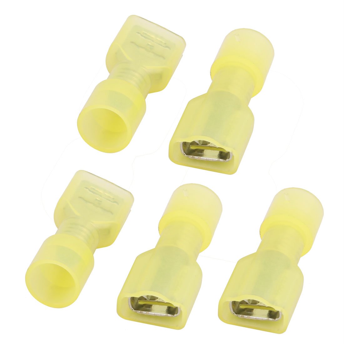 Sourcingmap 5Pcs 12-10AWG Wire Insulated 6.3mm Female Spade Crimp Terminal Connector Yellow