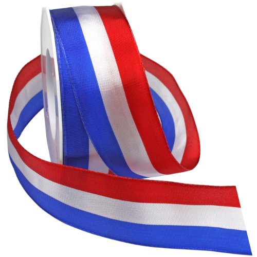 Morex Ribbon Liberty French Wired Ribbon, 1-1/2-Inch by 22-Yard, Red\White\Blue