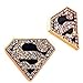 Men's Gold Rhinestone Crystal Black Superman Stud Earrings - 16 mm x 14 mm (.62