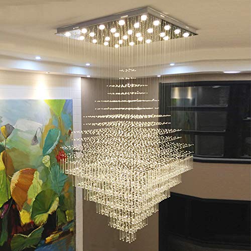 Moooni Modern Crystal Chandelier Lighting Raindrop Square Ceiling