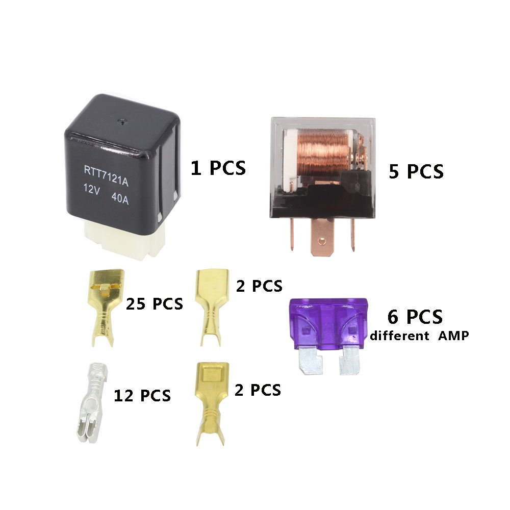 Amazon.com: 6 Ways Auto fuse box assembly with 1PCS 12V 4Pin 40A + 5PCS  4Pin 12V 40A relay Auto car insurance tablets fuse box mounting fuse box:  Automotive
