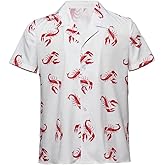 Men's Printed Button-Up White Shirt Casual Shirt Top