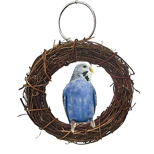 SOLDOUT™ 15cm Creative Features Pet Cage Accessories Bird Playing Perch Rattan Woven Standing Hanging Swing Toy For Parrot