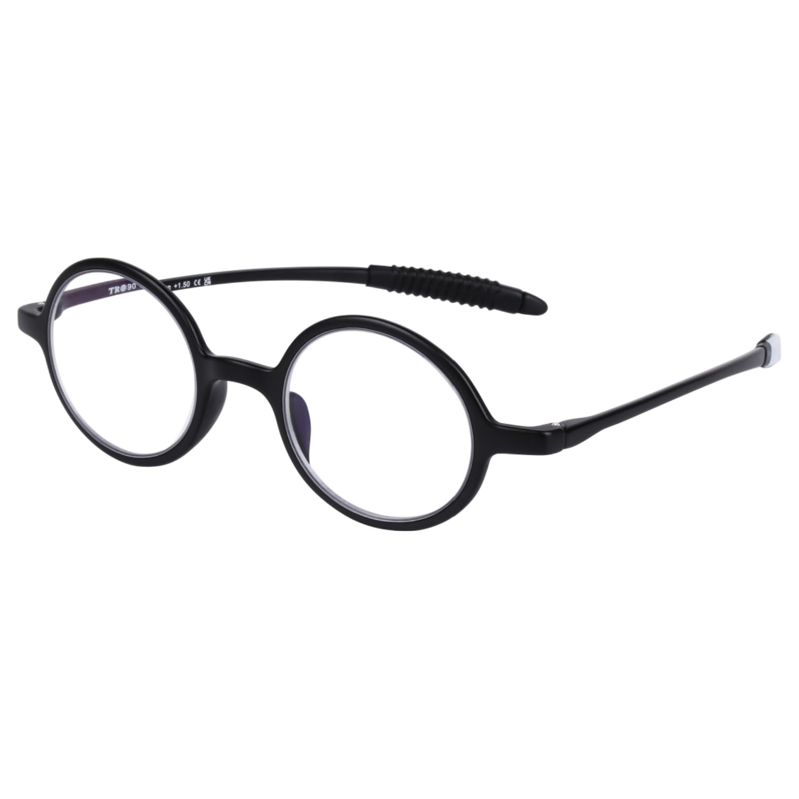 DOOViC Blue Light Blocking Round Reading Glasses +1.75 Black Frame Flexible Lightweight Readers for Women Men — image 1