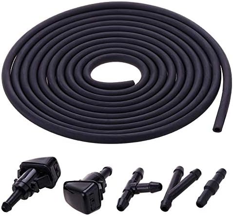 RUNMIND Car Windshield Washer Squirter Nozzles Kit Spray Fluid Hose 3 Meters Fluid Hose with 3 Pcs Connector