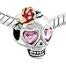 CharmSStory Skull Heart Pink Simulated Birthstone Beads For Bracelets (Pink)