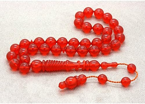 GloBeads Prayer Beads Turkish Gemstone Tasbih Gift, The tightening of the Ottoman Form Tasbih Amber Orange Ring