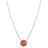 MANBU Sterling Silver Sports Ball Necklace for Women: Baseball Tennis Volleyball American Football Softball Basketball Pendant Gift Jewelry for Players Fans Moms Coaches