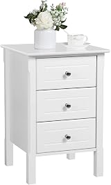 Yaheetech Bedside Table 3-Drawer Wood Nightstand 40x40x60cm White view 8