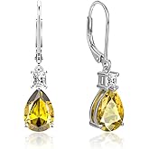 Birthday Gifts Birthstone Earrings for Women: Solid 925 Sterling Silver Hypoallergenic Leverback Infinity Teardrop Dangle - Valentine's Day Christmas Anniversary Presents for Wife Girlfriend Mom Her