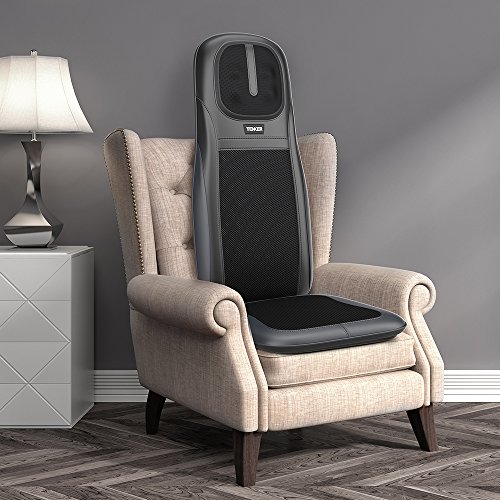 Massage Cushion, TENKER Shiatsu Neck & Back Seat Cushion with Heat Function and 3 Massage Styles Rolling, Spot, and Kneading - One Year Warranty