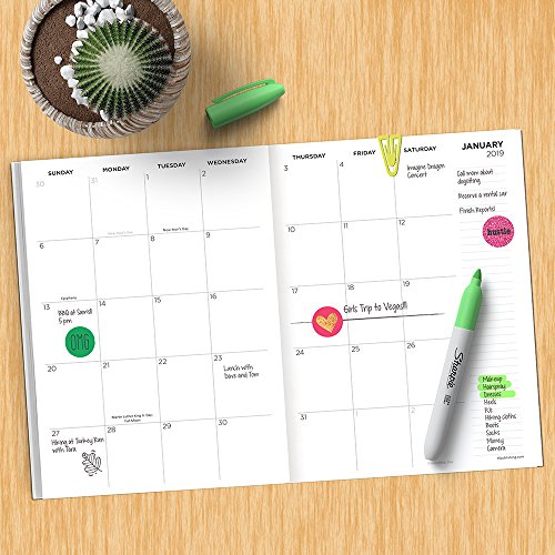Time Factory Hot Pink Good Vibes 7.5" x 10.25" January -December 2019 Monthly Planner (19-4216) - Thumbnail 5