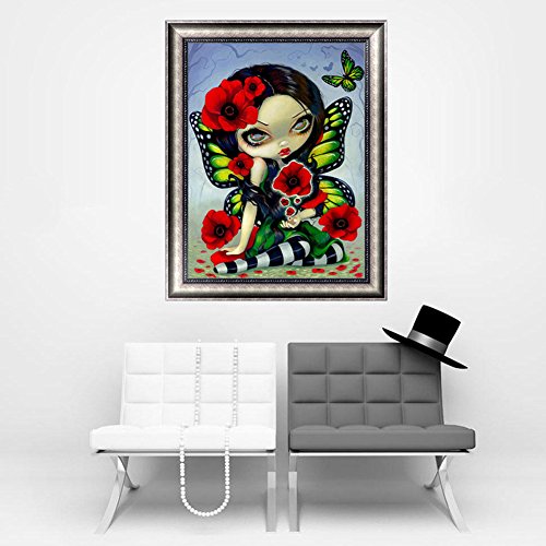 Chige DIY 5D Diamond Painting Kit, Cross Stitch Craft Kits Rhinestone Embroidery Wall Stickers Pasted Picture Drawing for Living Room Craft Home Wall Decor (Girl)
