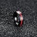 REVEMCN 8mm Black Stainless Steel Thin Line Polished Finish Wedding Band Ring for Men Women, 4 Color (Red, 10)