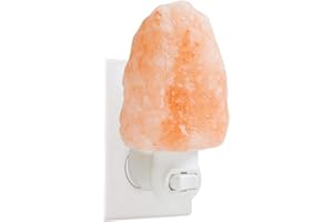 Pure Himalayan Salt Works 100% Natural Himalayan Night Light, Natural Cut Salt Stone with 360° Rotating Wall Plug, Includes Night Light Bulb, 2” Round x 3.9” H