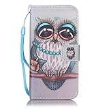 Urberry Iphone 7 Wallet Case, Blue Owl Design Case for Iphone7, Shock-proof Case with a Free Screen Protector