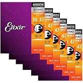 Elixir 80/20 Bronze Nanoweb Extra Light 11002 10-47 Acoustic Guitar Strings 6-Pack w/Bonus Elixir Polishing Cloth