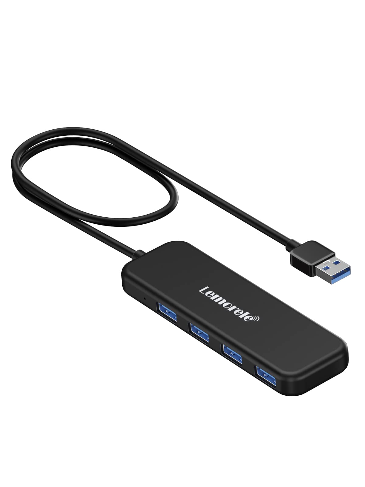 Lemorele 4-Port USB 3.0 Hub, Slim & Portable USB Data Hub with 4 USB Type-A Ports, Supports Up to 5Gbps Transfer Speed, Compatible with Laptops, Desktops, Gaming Consoles & More — image 1