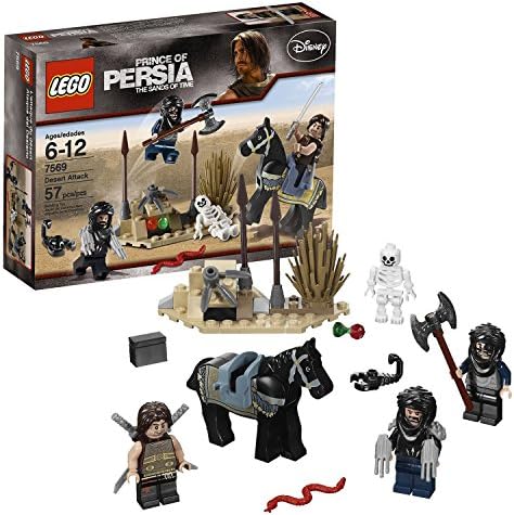 Lego Year 2010 Prince of Persia Scene Set 7569 - DESERT ATTACK with Horse, Snake &amp; Skeleton Plus Dastan &amp; 2 Hassansins Minifigures (Total Pieces: 57)