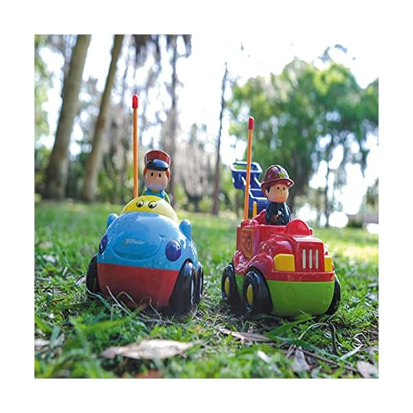 Top-Race-TR-02-RC-Cartoon-First-Remote-Control-Set-of-2-Fire-Engine-Police-Car-Toys-Musical-Song-Light-with-2-Transmitters-Different-Frequencies-Play-Them-Together-Children-Age-2 Top Race My First Remote Control Car Toys - Cartoon Remote Control Police and Fire Engine with Lights and Sounds - Play…