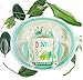 Kids Dinnerware Set of 5 Piece - Bamboo Kids Cups,Kids Plates,Bowl,Toddler Fork & Spoon, BPA Free, Dinosaur Plates for Baby Shower Gift (Little Dinosaur)